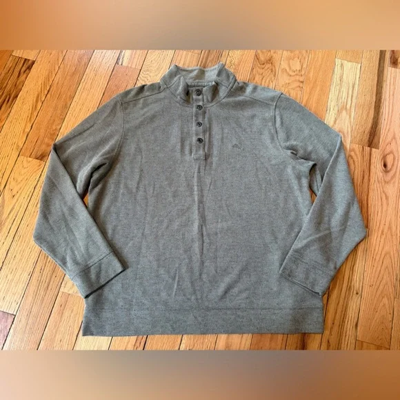 Tommy Bahama Cold Springs Mock Collar Henley Buttons GRAY Sweater Men’s Size XL - Picture 2 of 13